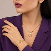 سرویس سه تیکه ysx طرح شبدر نگین دار(ون کلیف)