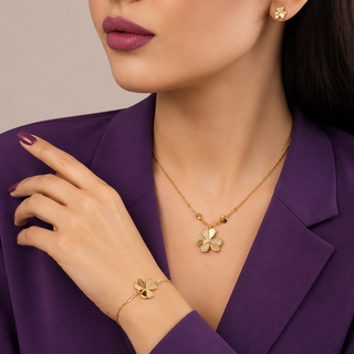 سرویس سه تیکه ysx طرح شبدر نگین دار(ون کلیف)